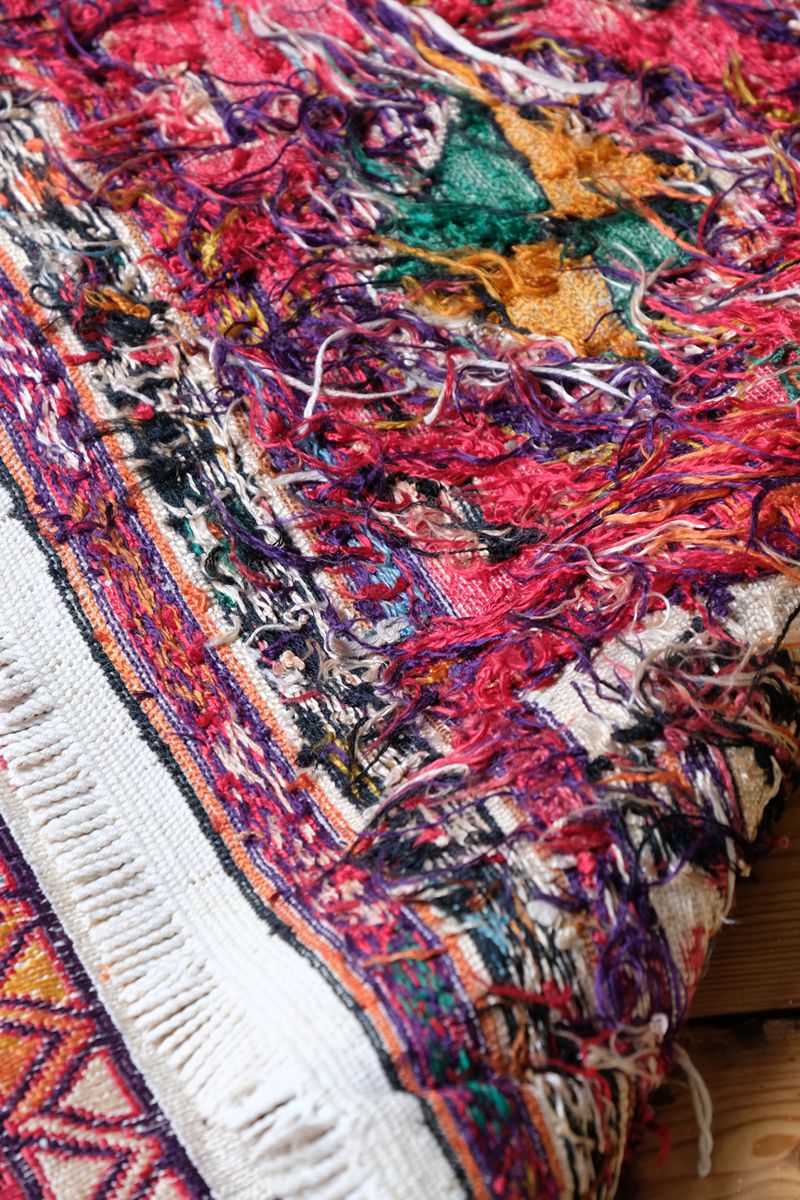 Vintage Handwoven Persian Silk Soumak Animal Rug, 118 x 190 cm