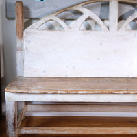 Late 19th Century Gothic Painted Pine Hall Bench