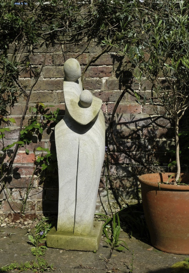 Large Modern Abstract Stone Sculpture Of A Couple Entwined