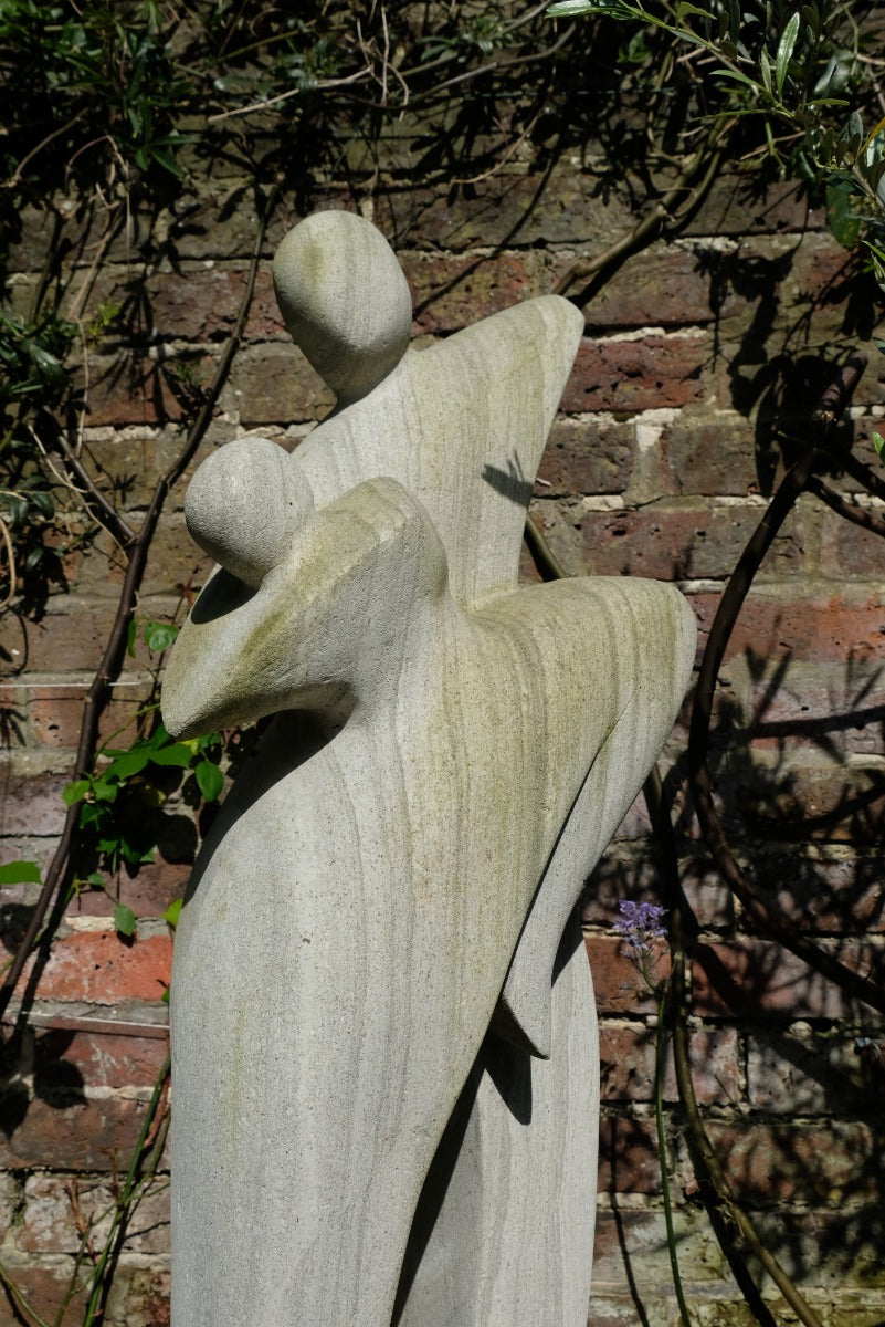Large Modern Abstract Stone Sculpture Of A Couple Entwined
