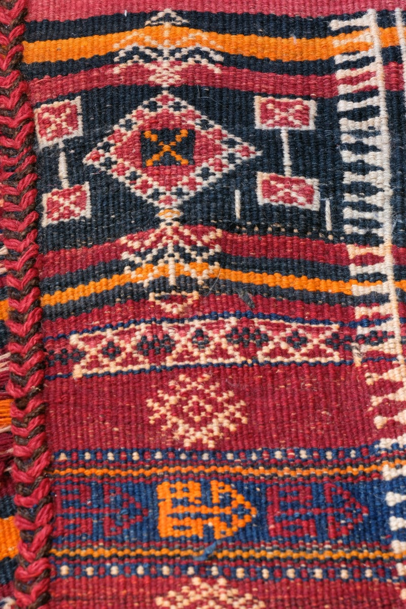 Afghan Belouch Kilim Rug With Geometric Framed Borders