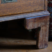 Early to mid-19th century mahogany two-drawer campaign chest viewed from the front