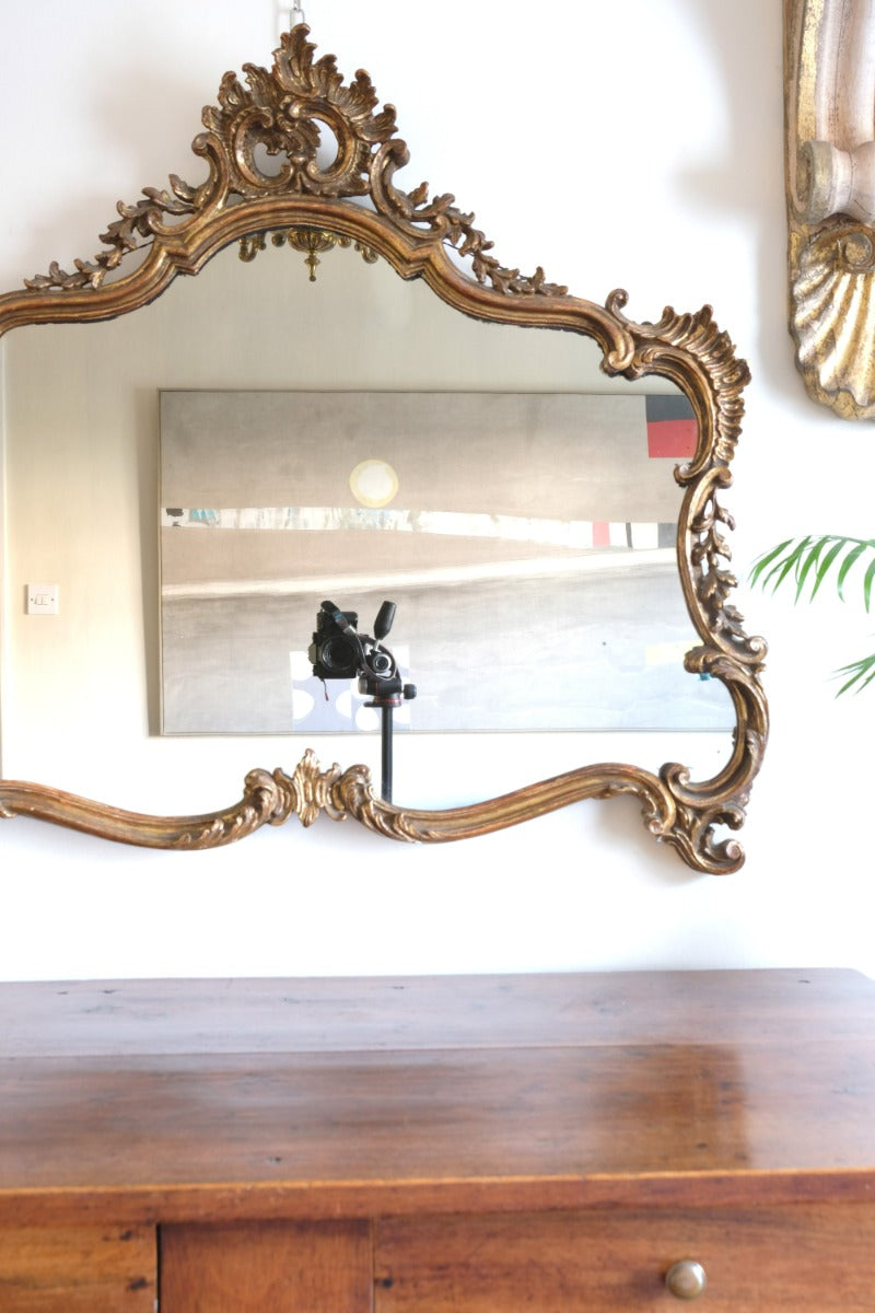 19th Century Giltwood Rococo Style Mantle Mirror