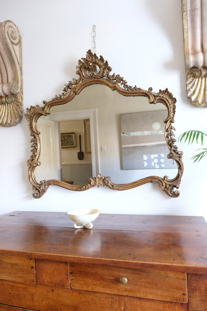 19th Century Giltwood Rococo Style Mantle Mirror