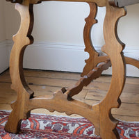 Arts & Crafts oak console table by Beresford & Hicks with two drawers and shaped trestle supports
