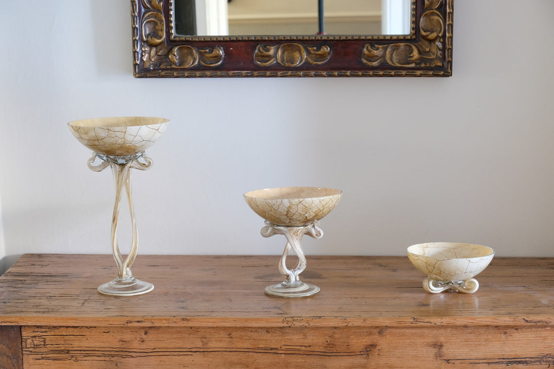 Set of Three Murano Style Tazza Glasses