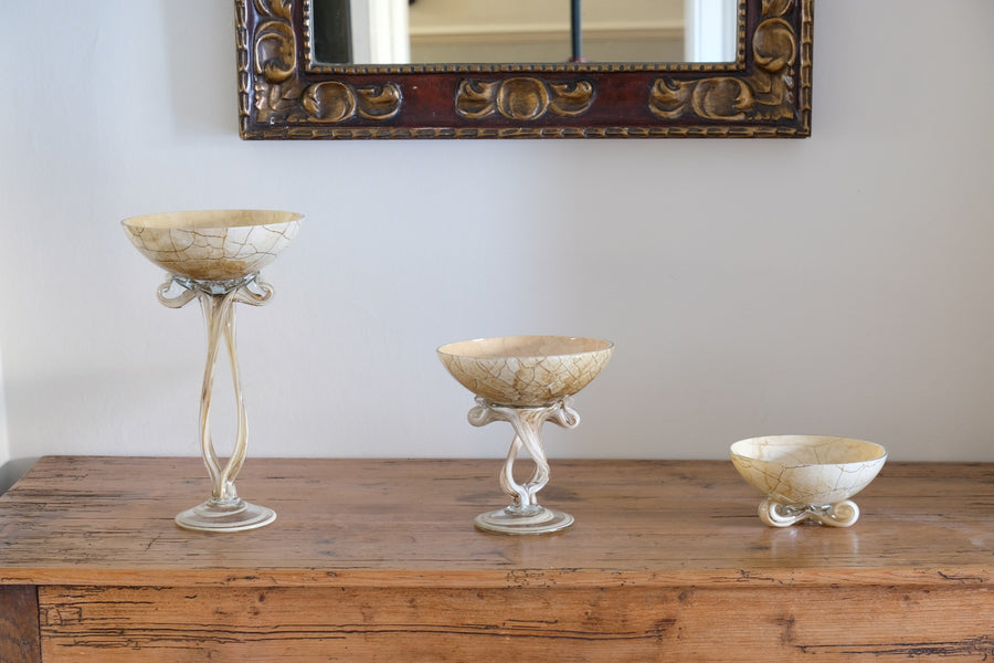 Set of Three Murano Style Tazza Glasses