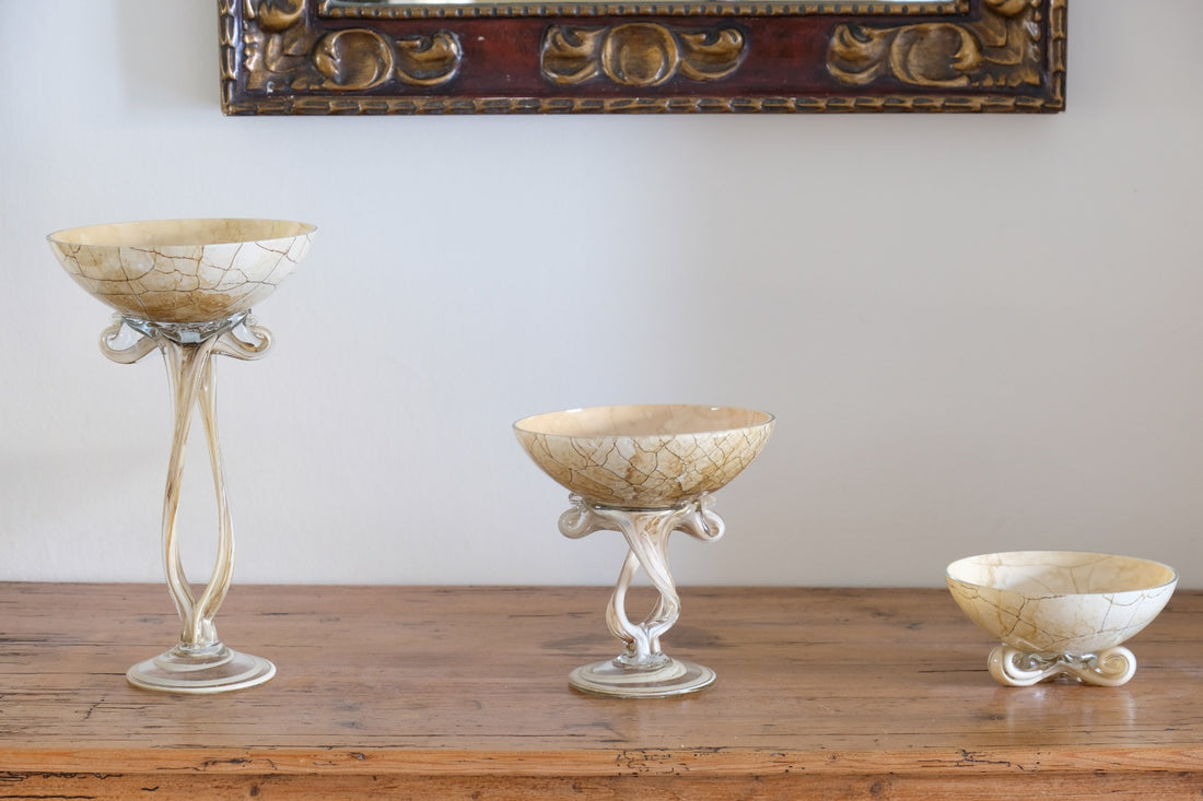 Set of Three Murano Style Tazza Glasses