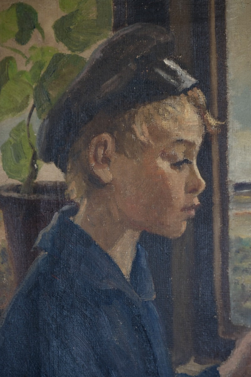 Oil On Canvas Study Of A Boy By Christian Aigens