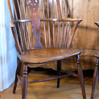 Pair 19th Century Windsor Wheelback Ash & Elm Armchairs