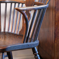 Pair 19th Century Windsor Wheelback Ash & Elm Armchairs