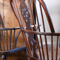 Pair 19th Century Windsor Wheelback Ash & Elm Armchairs