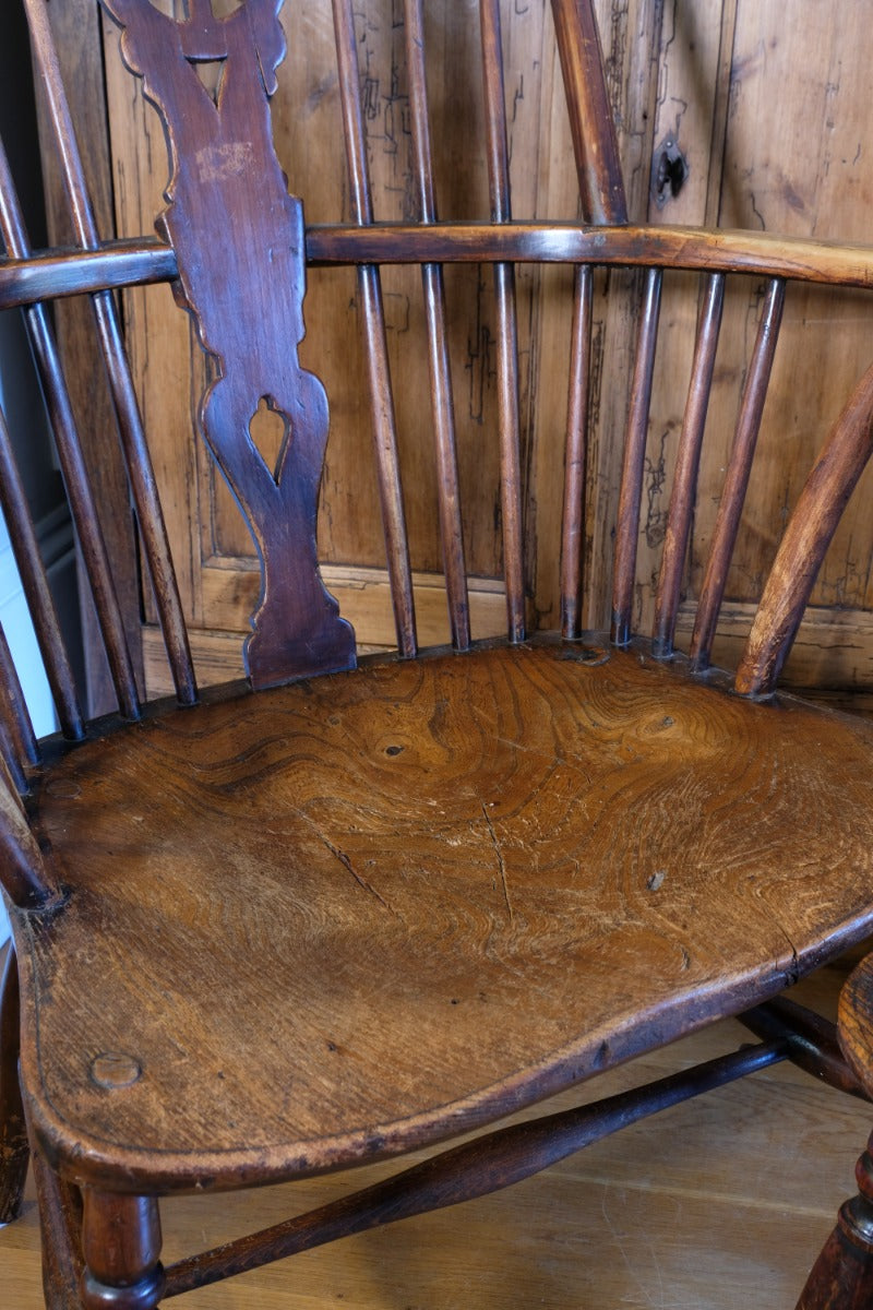 Pair 19th Century Windsor Wheelback Ash & Elm Armchairs