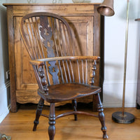 19th Century Windsor Splat back Armchair With A Crinoline Stretcher