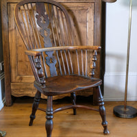 19th Century Windsor Splat back Armchair With A Crinoline Stretcher