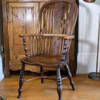 19th Century Windsor Splat back Armchair With A Crinoline Stretcher