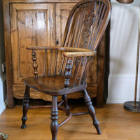 19th Century Windsor Splat back Armchair With A Crinoline Stretcher