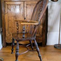 19th Century Windsor Splat back Armchair With A Crinoline Stretcher