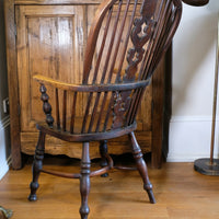 19th Century Windsor Splat back Armchair With A Crinoline Stretcher