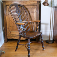 19th Century Windsor Splat back Armchair With A Crinoline Stretcher