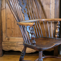 19th Century Windsor Splat back Armchair With A Crinoline Stretcher