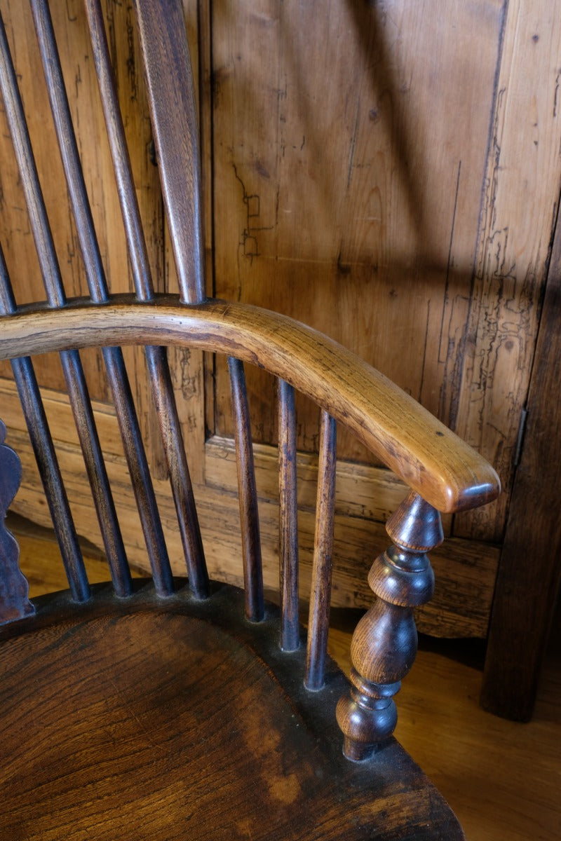 19th Century Windsor Splat back Armchair With A Crinoline Stretcher