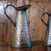 Pair Arts and Crafts Reptile Repousse Copper Jugs By Joseph Sankey & Sons