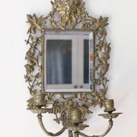 19th Century Girandole With Square Mirror Three Branched Wall Sconces