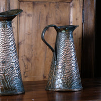 Pair Arts and Crafts Reptile Repousse Copper Jugs By Joseph Sankey & Sons