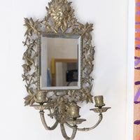 19th Century Girandole With Square Mirror Three Branched Wall Sconces