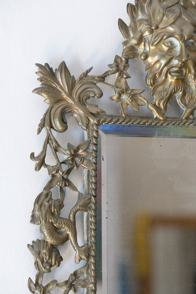 19th Century Girandole With Square Mirror Three Branched Wall Sconces