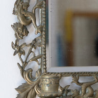 19th Century Girandole With Square Mirror Three Branched Wall Sconces