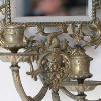 19th Century Girandole With Square Mirror Three Branched Wall Sconces