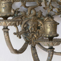 19th Century Girandole With Square Mirror Three Branched Wall Sconces