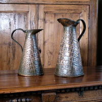 Pair Arts and Crafts Reptile Repousse Copper Jugs By Joseph Sankey & Sons