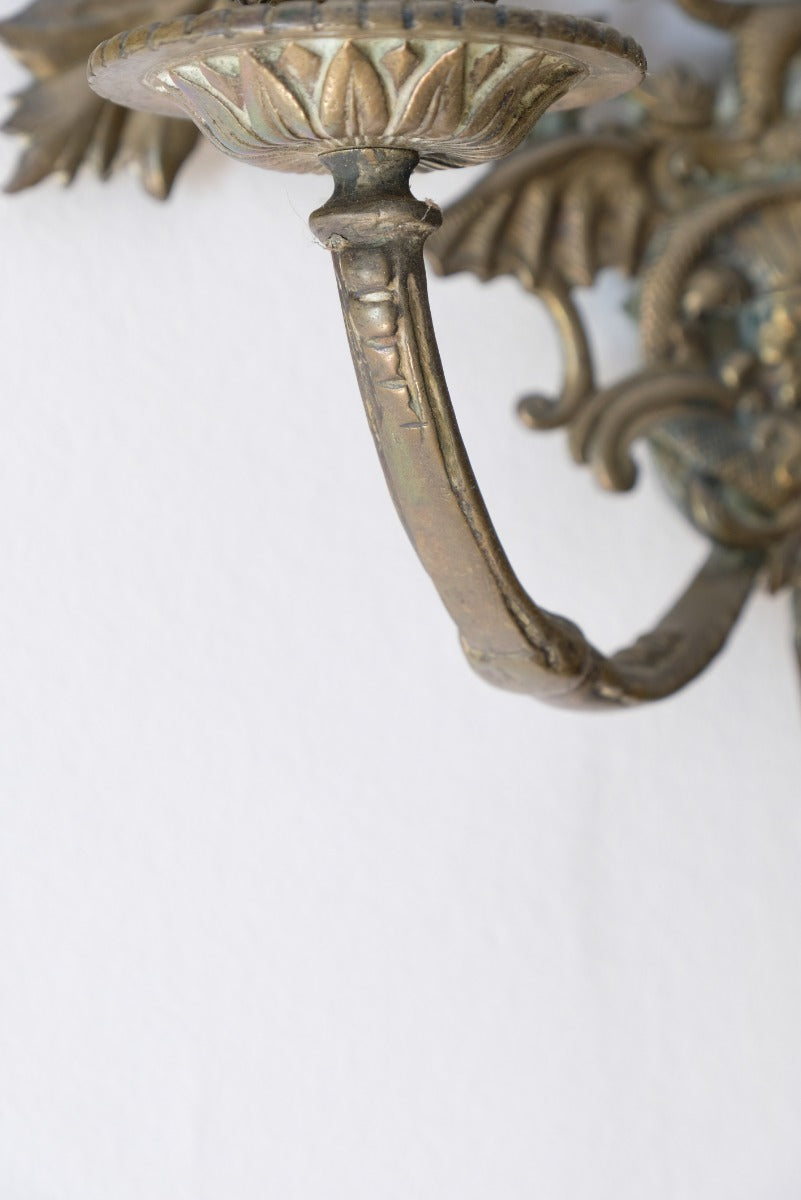 19th Century Girandole With Square Mirror Three Branched Wall Sconces