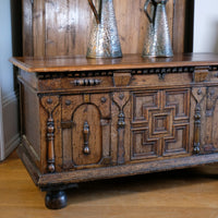 19th Century Geometrically Designed Oak Coffer