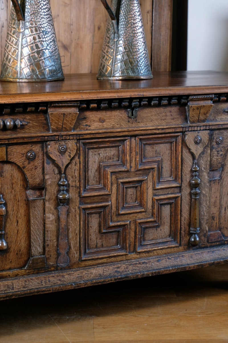 19th Century Geometrically Designed Oak Coffer