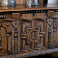 19th Century Geometrically Designed Oak Coffer