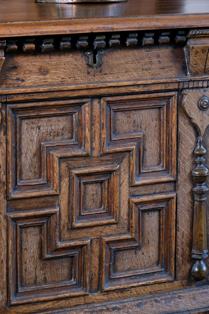 19th Century Geometrically Designed Oak Coffer