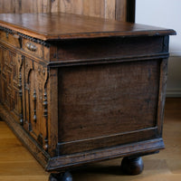 19th Century Geometrically Designed Oak Coffer