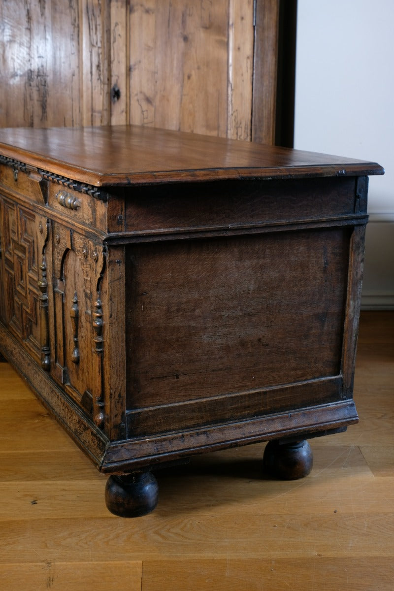 19th Century Geometrically Designed Oak Coffer