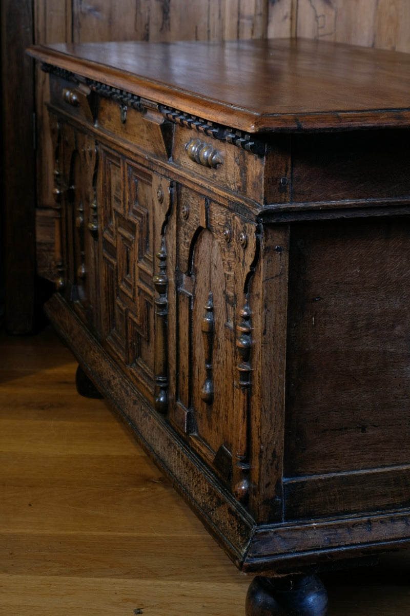 19th Century Geometrically Designed Oak Coffer