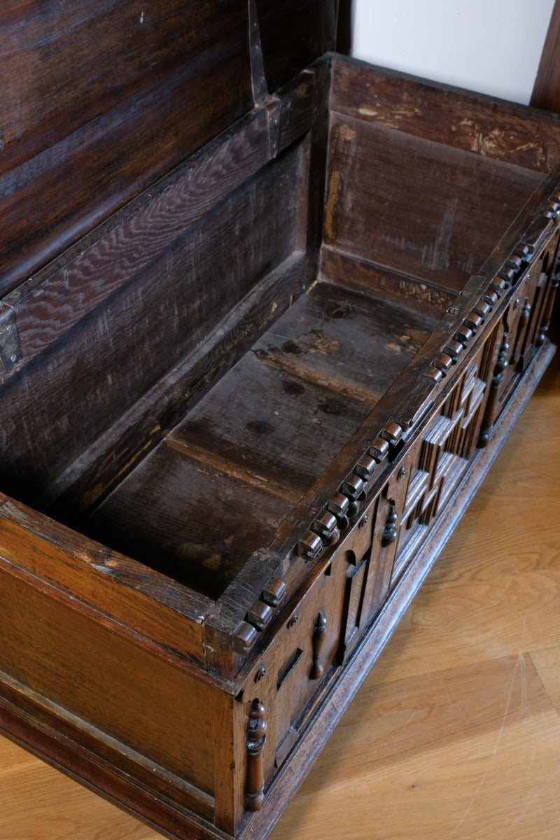 19th Century Geometrically Designed Oak Coffer