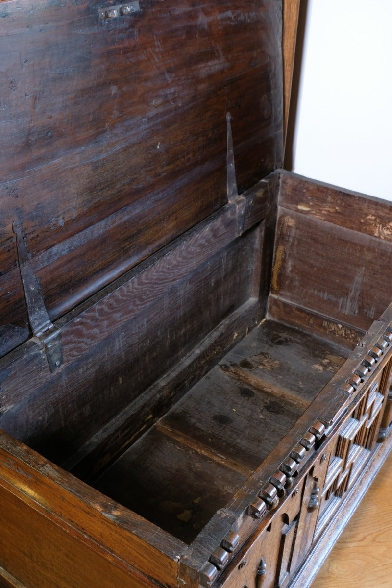 19th Century Geometrically Designed Oak Coffer