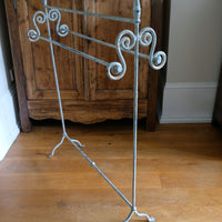 Wrought Iron & Painted Towel Rail With Scroll Ends