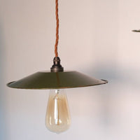 Vintage Mid 20th Century Modern Pendant Lights - Green & Cream