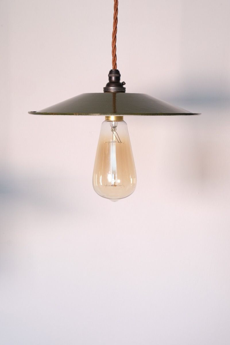 Vintage Mid 20th Century Modern Pendant Lights - Green & Cream