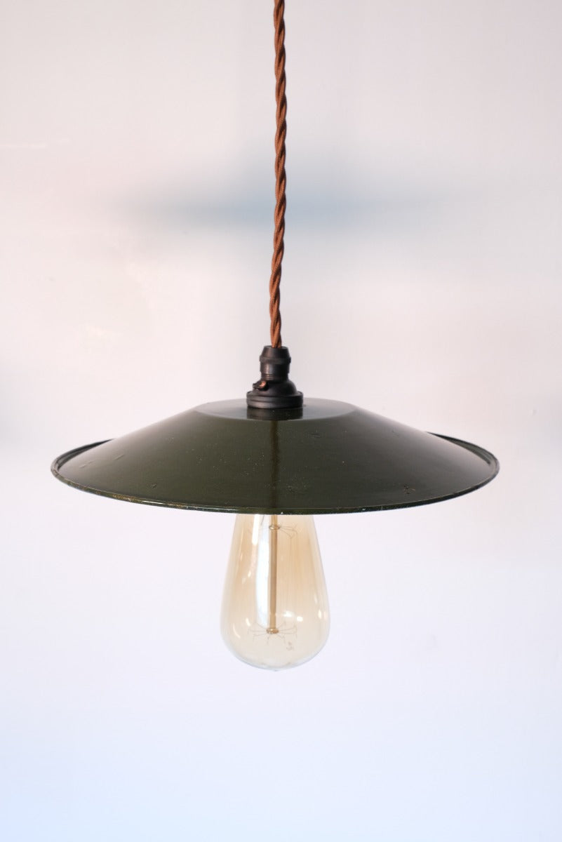 Vintage Mid 20th Century Modern Pendant Lights - Green & Cream