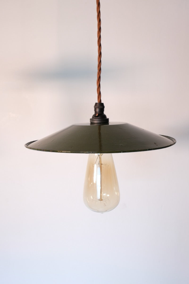 Vintage Mid 20th Century Modern Pendant Lights - Green & Cream